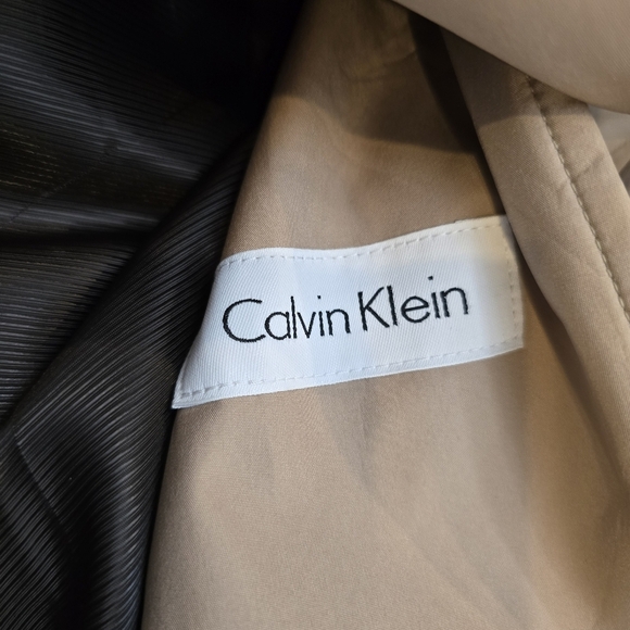 Calvin Klein Beige Belted Double Breasted Trench Coat Rain Jacket Medium Petite - Picture 10 of 16